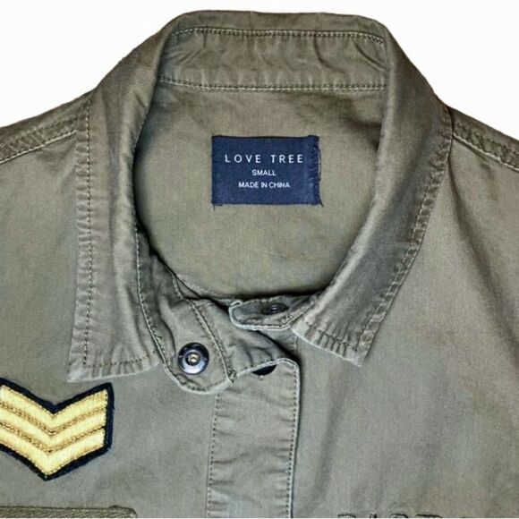 Love Tree Military Style Shirt Jacket with Patches in Olive Green Women’s S - Picture 4 of 10